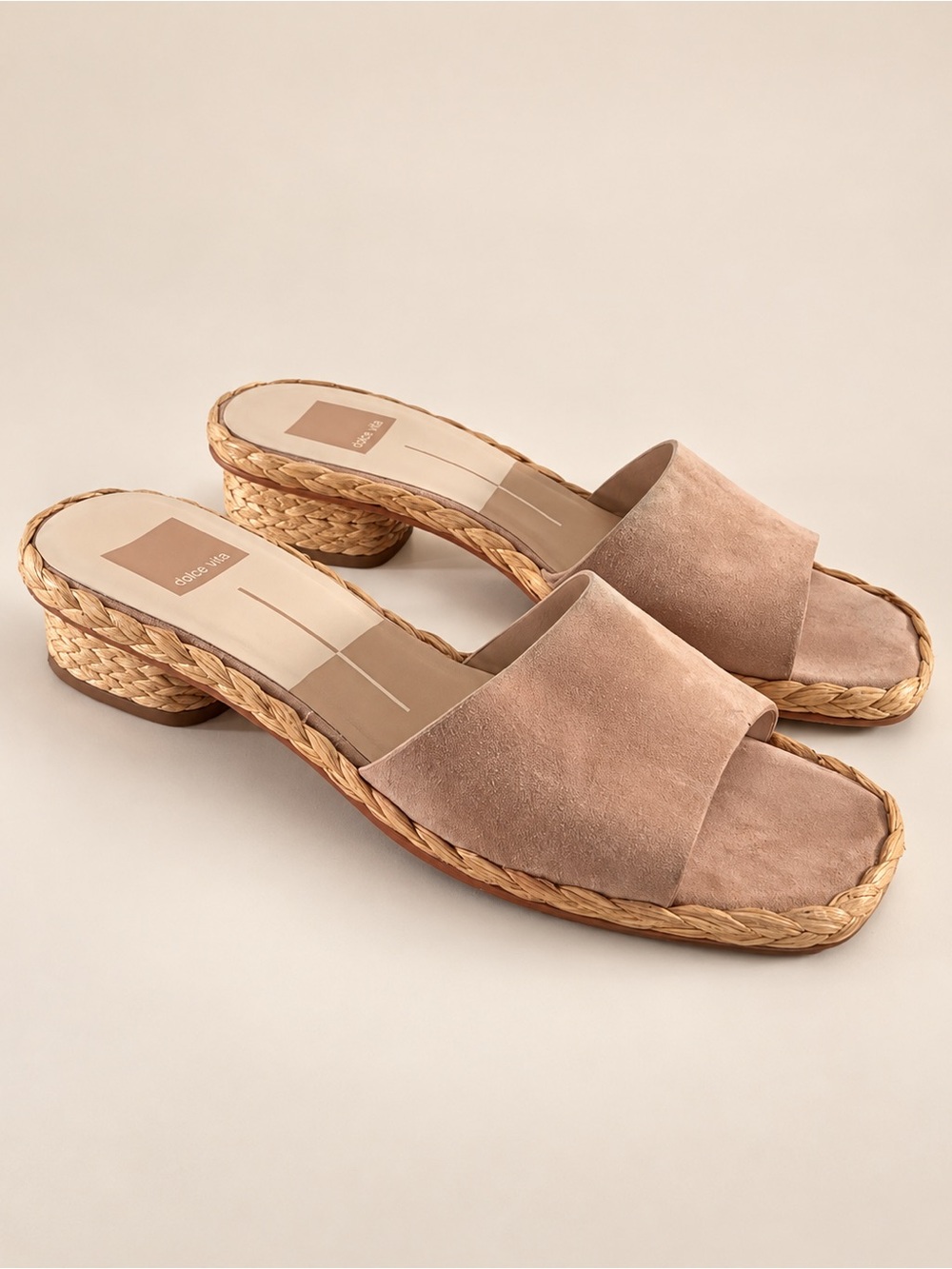 Dolce Vita Suede Raffia Slide Heels